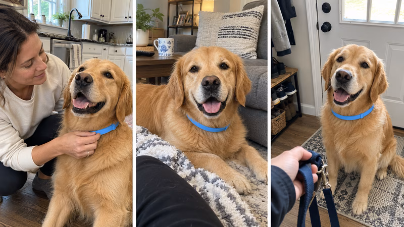 Anxious dog pacing and whining near the front door